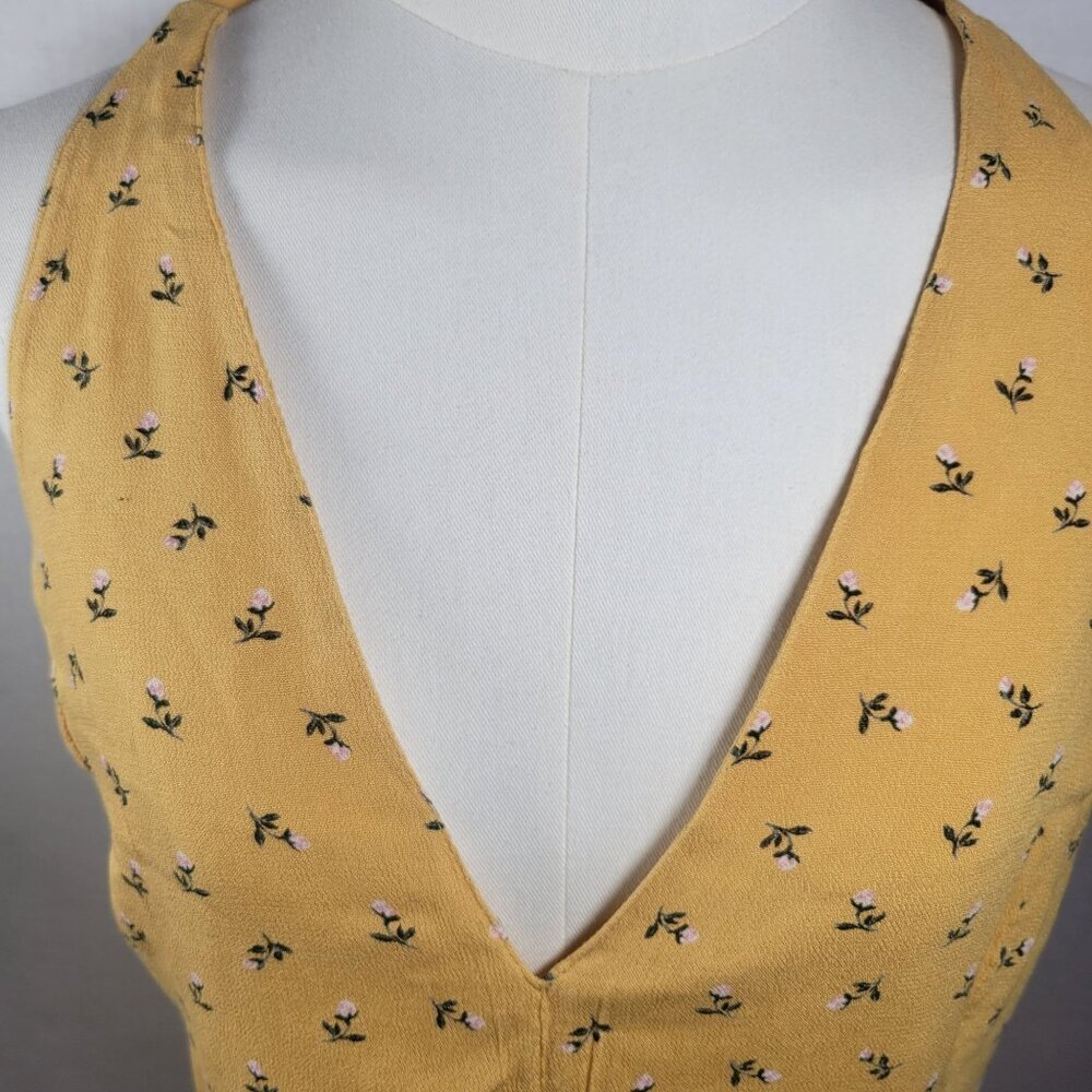 American Eagle Outfitters Women Backless Yellow Ditzy Floral Halter Size XL - Picture 12 of 12